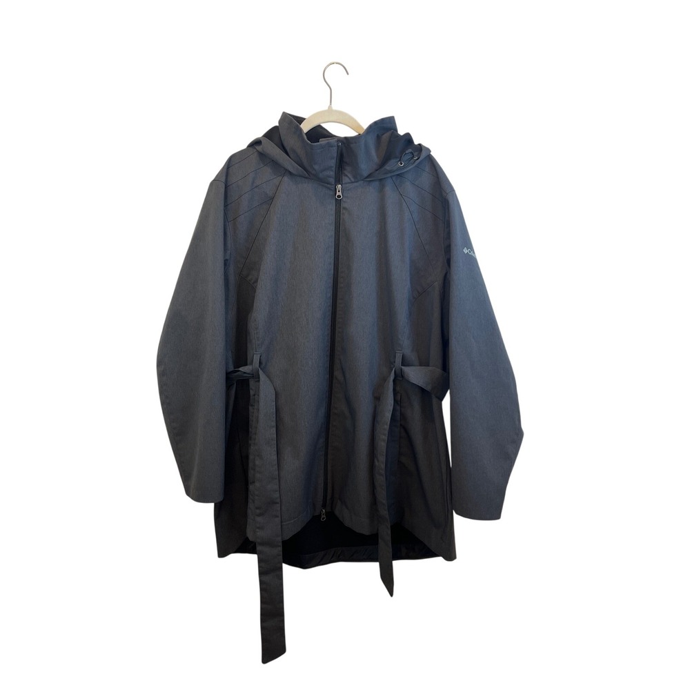 Columbia Womens Jacket Softshell Hooded Tie Waist Charcoal Gray 3X